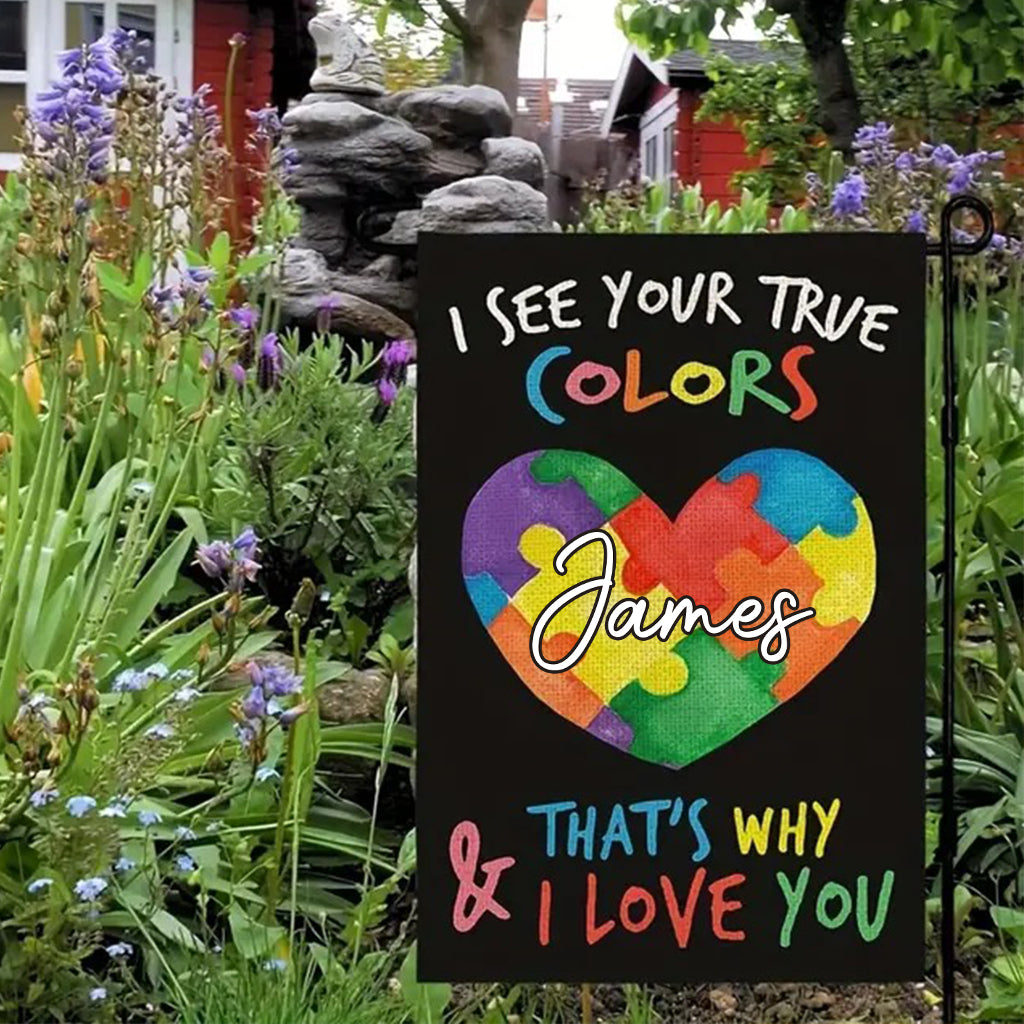 Ich sehe deine wahren Farben - Personalisierte Gartenflagge zur Sensibilisierung für Autismus