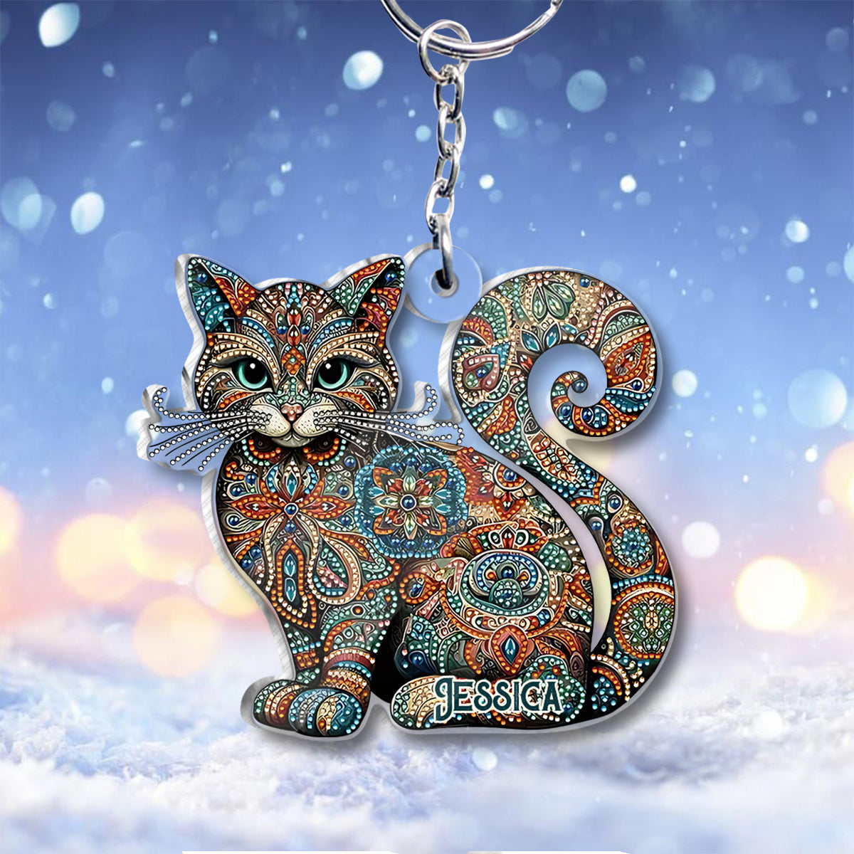 Beautiful Cat - Personalized Cat Custom Shaped Keychain