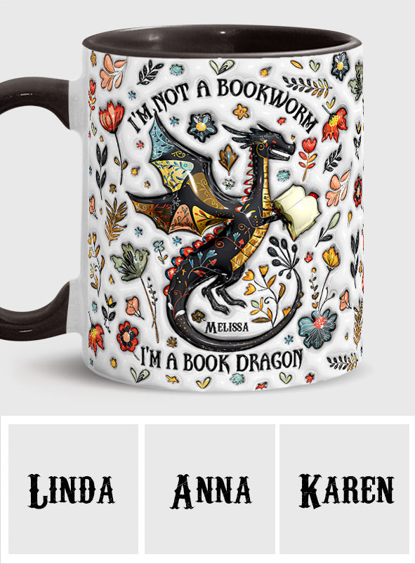 I'm Not A Book Worm I'm A Book Dragon - Personalized Book Accent Mug