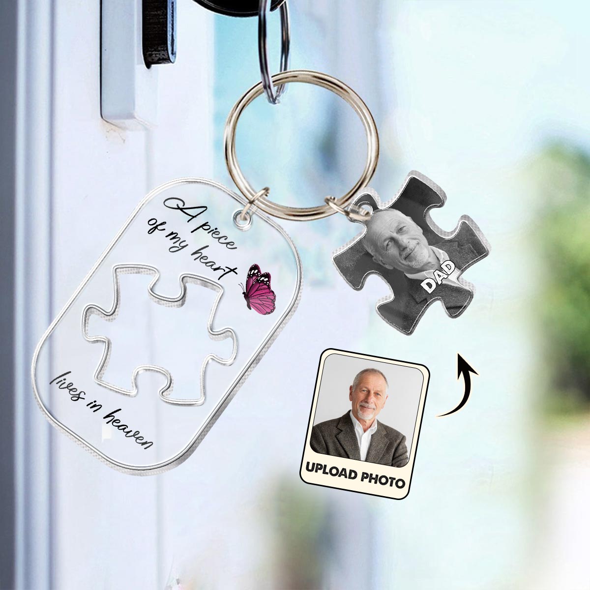 Ein Teil meines Herzens lebt im Himmel – personalisierter Gedenk-Schlüsselanhänger mit Anhängern