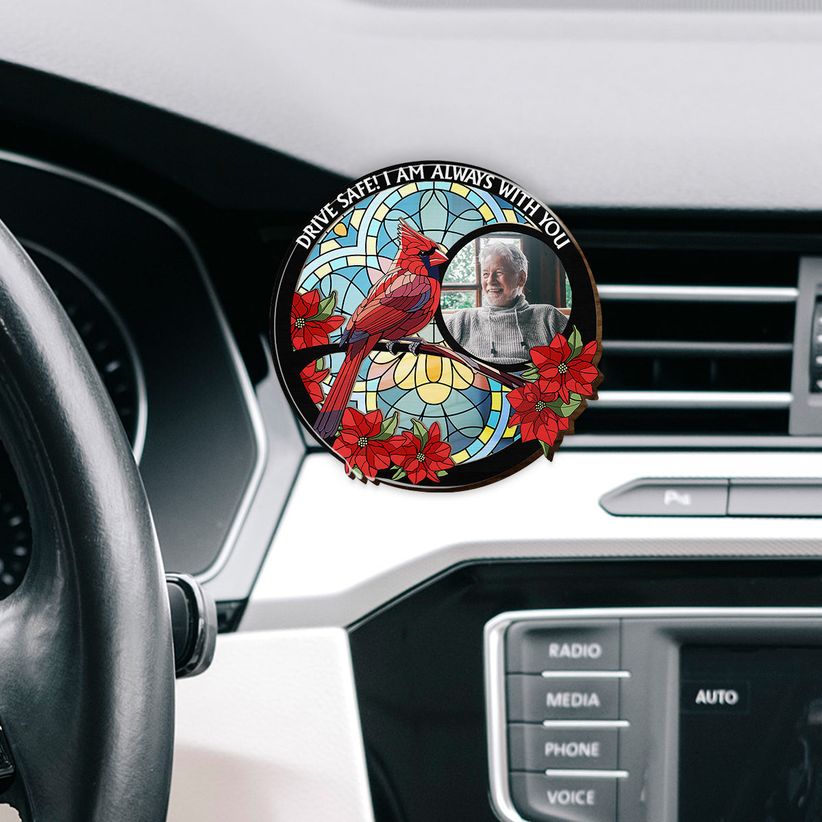 Fahr vorsichtig, ich bin immer bei dir – personalisierter, denkmalgeschützter Sonnenblendenclip