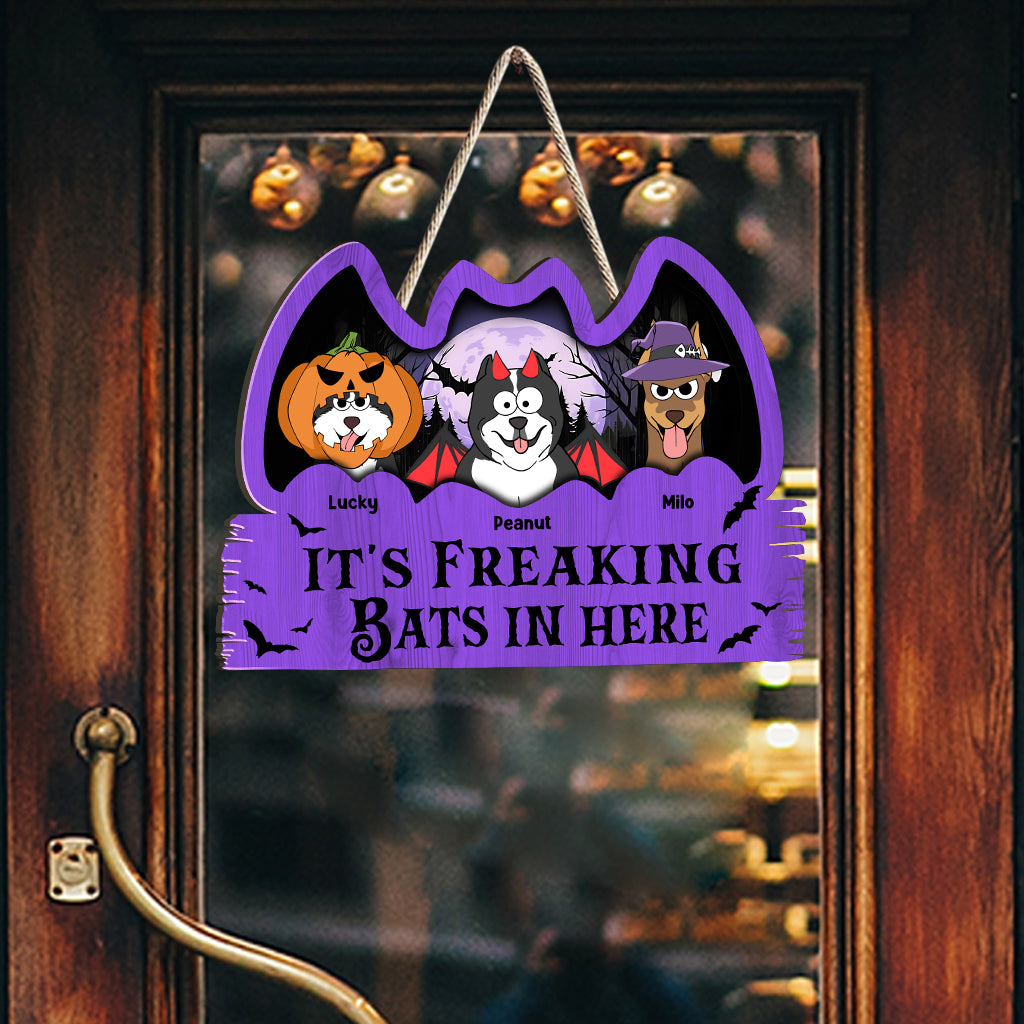 It's Freaking Bats In Here - Personalized Dog Custom Shaped Wood Sign