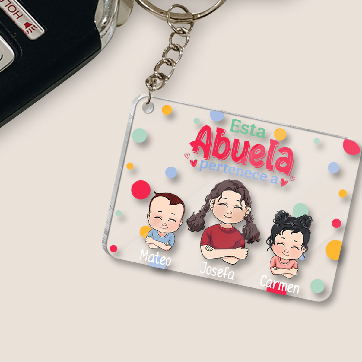 Esta Abuela Pertenece A – Personalisierter transparenter Oma-Schlüsselanhänger