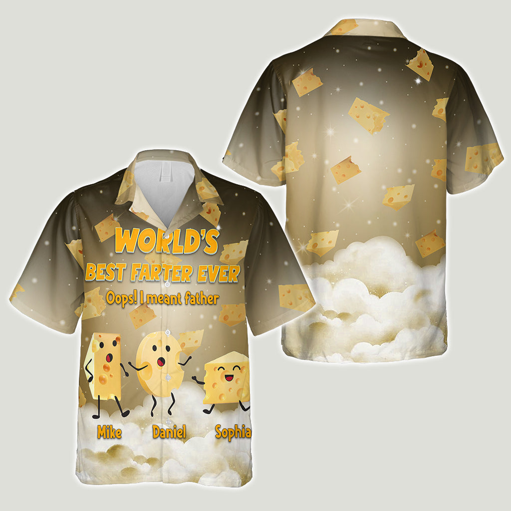 Lustiges Käse-Shirt mit dem Aufdruck „Weltbester Furzer“ – personalisiertes Hawaiihemd für Väter