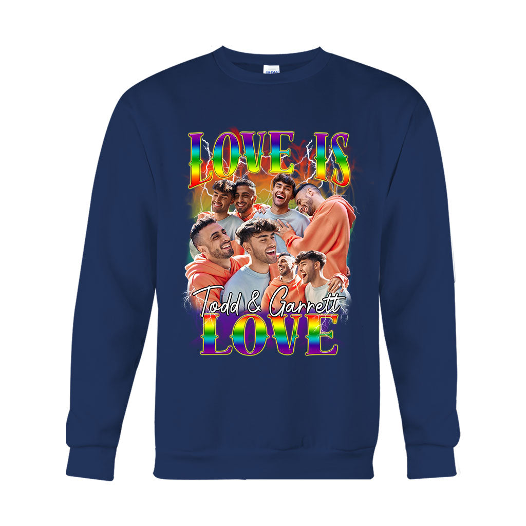 Love Is Love Bootleg Rainbow – Personalisiertes LGBT-Unterstützungs-T-Shirt und Hoodie