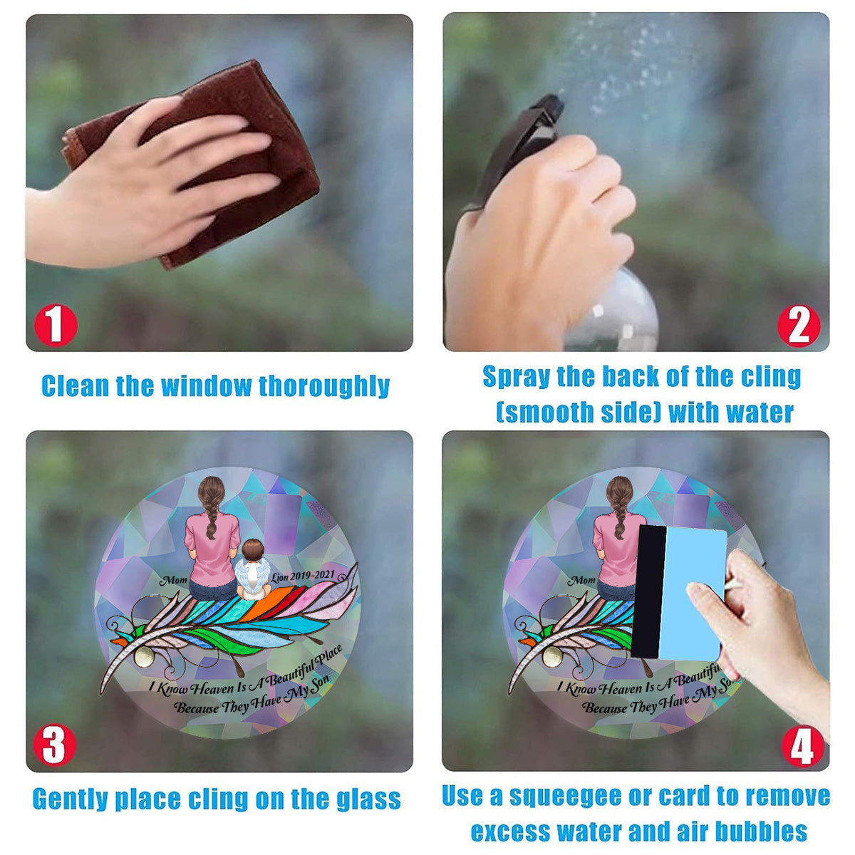 Ich weiß, der Himmel ist ein wunderschöner Ort, weil dort mein Sohn, mein Ehemann, mein Vater ist – personalisierter Gedenk-Sonnenfänger-Aufkleber