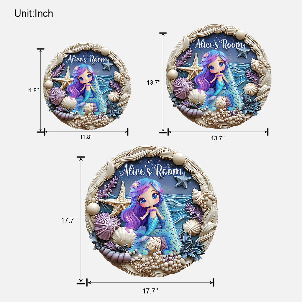 Wunderschöne Meerjungfrau – personalisiertes Holzschild in Kinderform