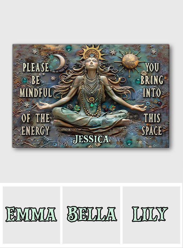 Please Mindful Of The Energy - Personalized Yoga Doormat
