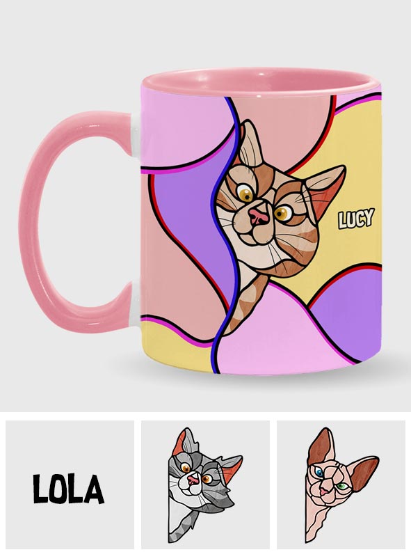 Peeking Cats - Personalized Cat Accent Mug