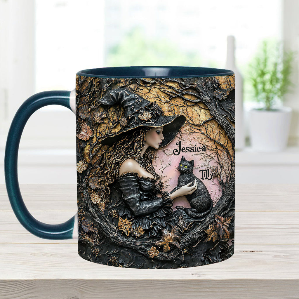 Eine Hexe und ihre schwarze Katze – Eine wunderschöne Sache – Personalisierte Tasse mit Hexenmotiv