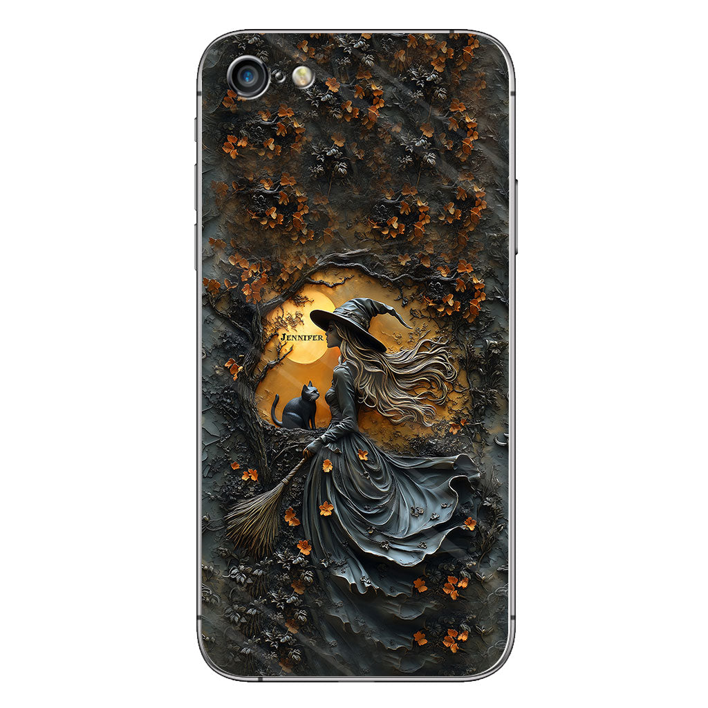 Wunderschöne Hexe & ihre schwarze Katze – personalisierte Hexen-Handyhülle