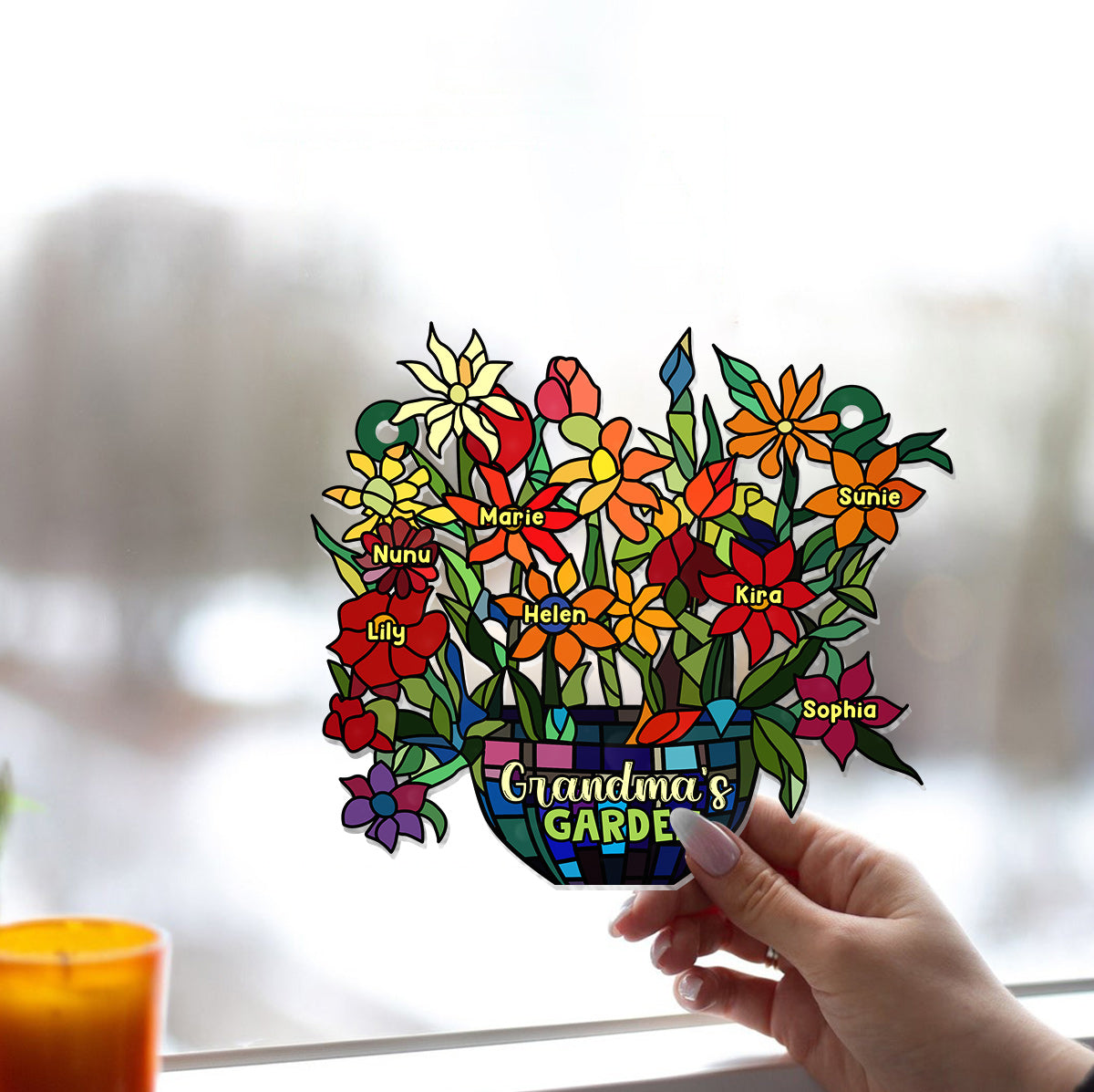 Omas Garten – Personalisierter Oma-Fensterhänger-Sonnenfänger 