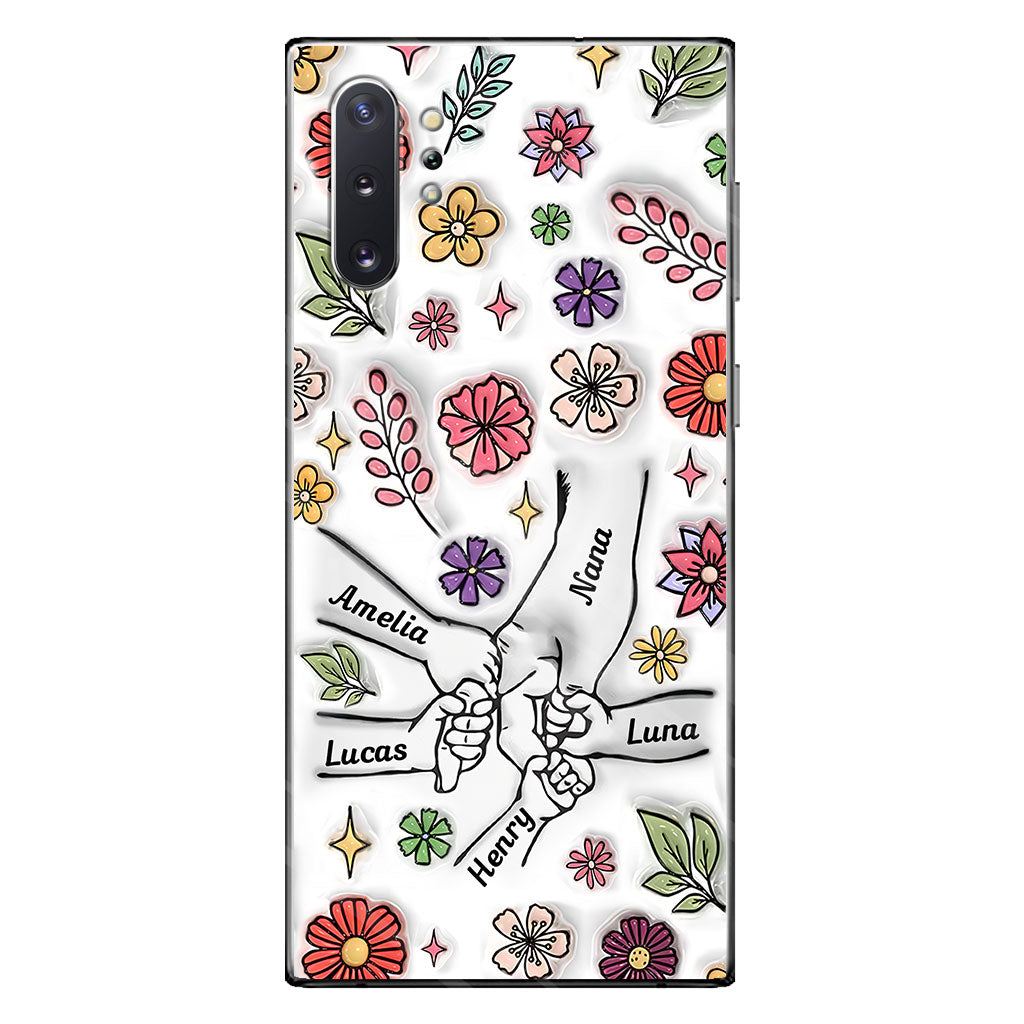 Spring Flower Holding Hands Nana Mom - Personalized Grandma Phone Case