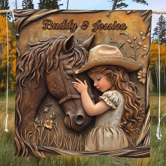 Einfach ein Mädchen, das Pferde liebt – personalisierte Pferdedecke