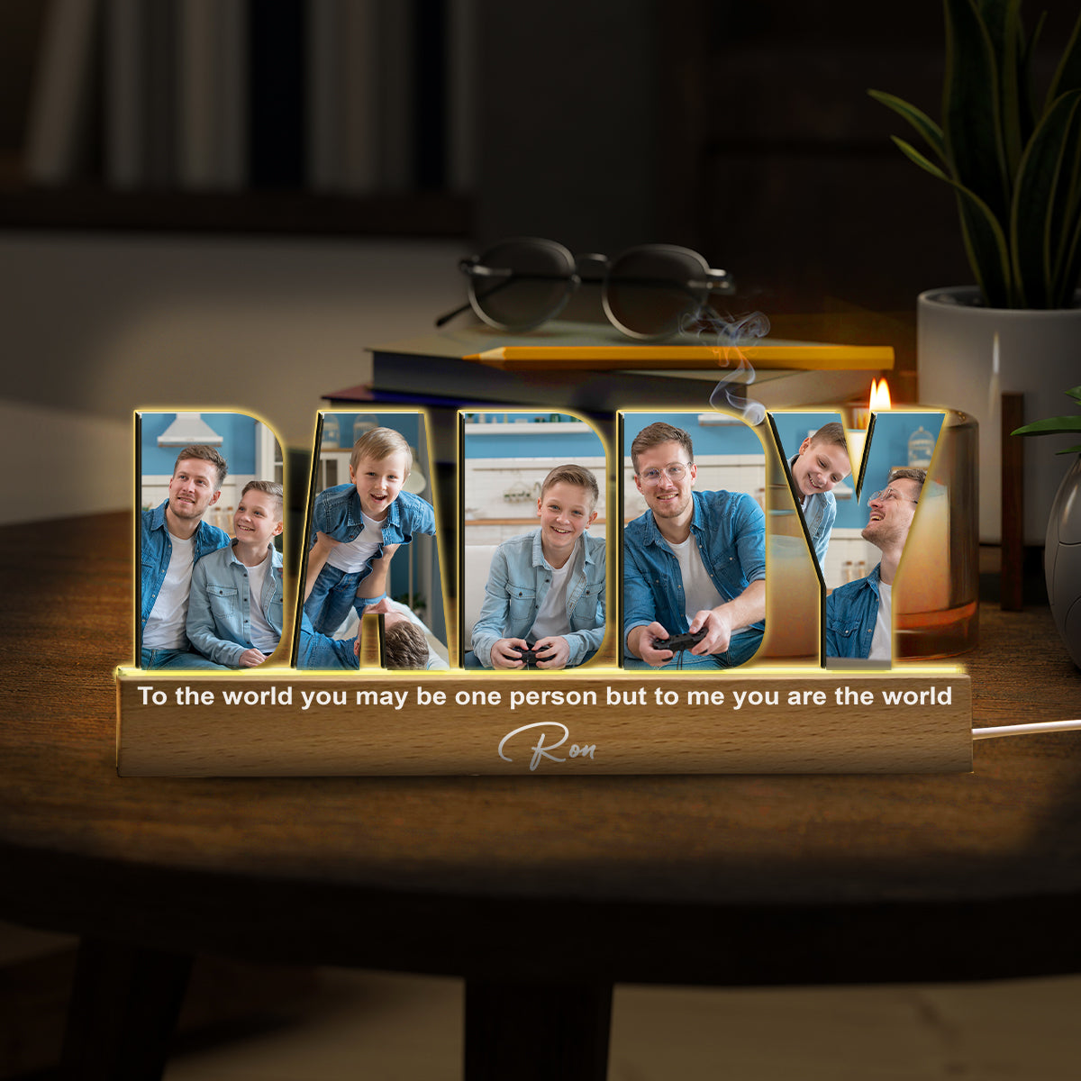 Papa-Fotocollage – Personalisierte LED-Nachtleuchte für Väter