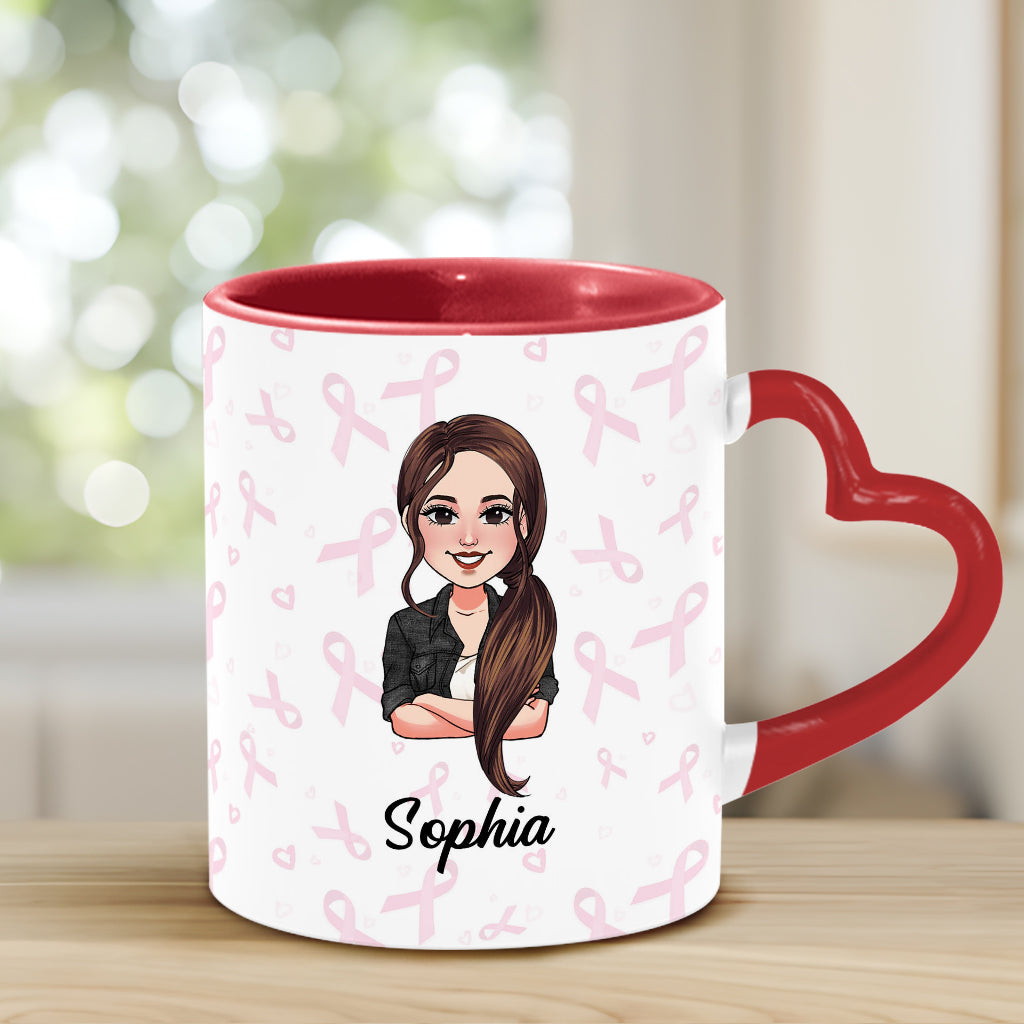 Lieber Krebs, du hast dir die Falsche ausgesucht – Personalisierte Tasse mit Herzgriff zur Brustkrebsvorsorge