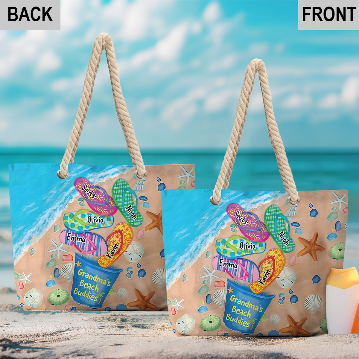 Omas Strandfreunde – Personalisierte Strandtasche für Oma