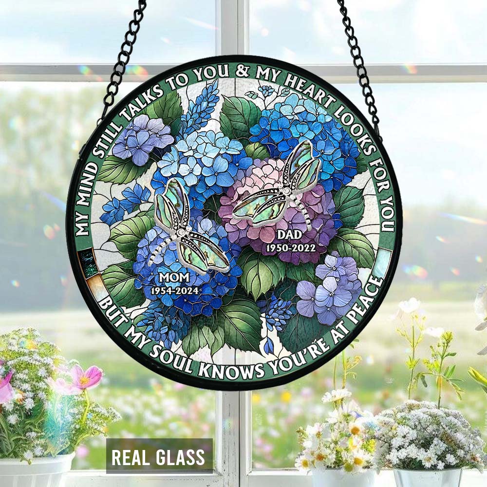 My Mind Still Talks To You - Personalized Memorial Stained Glass Suncatcher