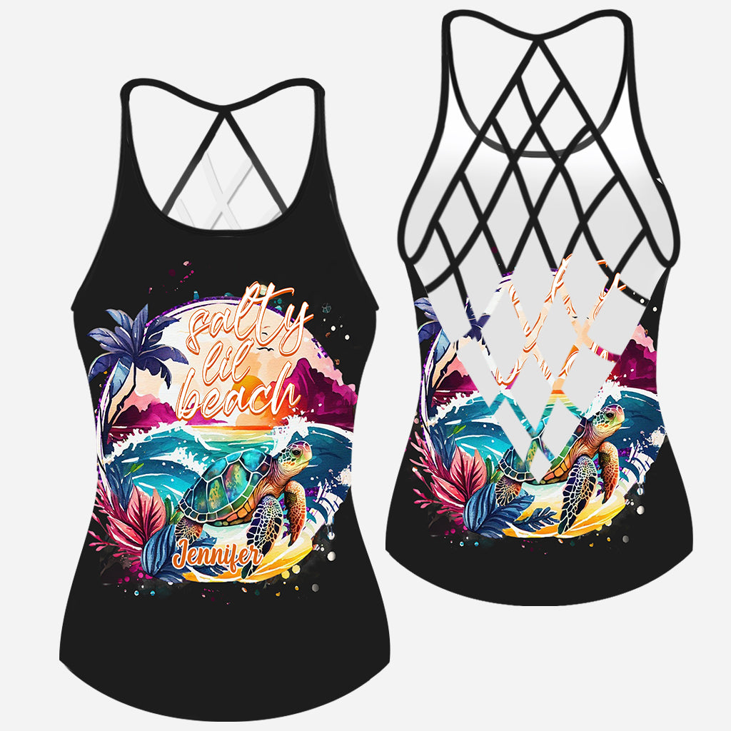 Salty Lil' Beach - Personalisiertes Tanktop mit Schildkrötenkreuz