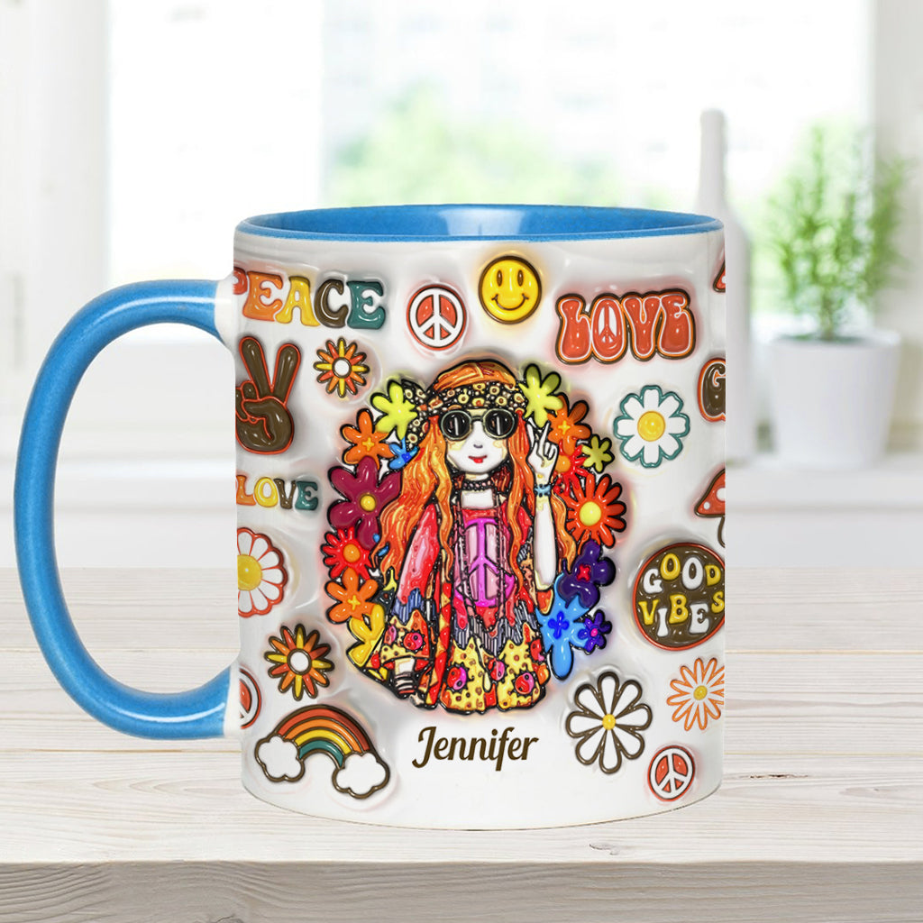 Personalisierte Hippie-Tasse für Frauen: Alte Hippies sterben nicht und verwandeln sich in verrückte Omas