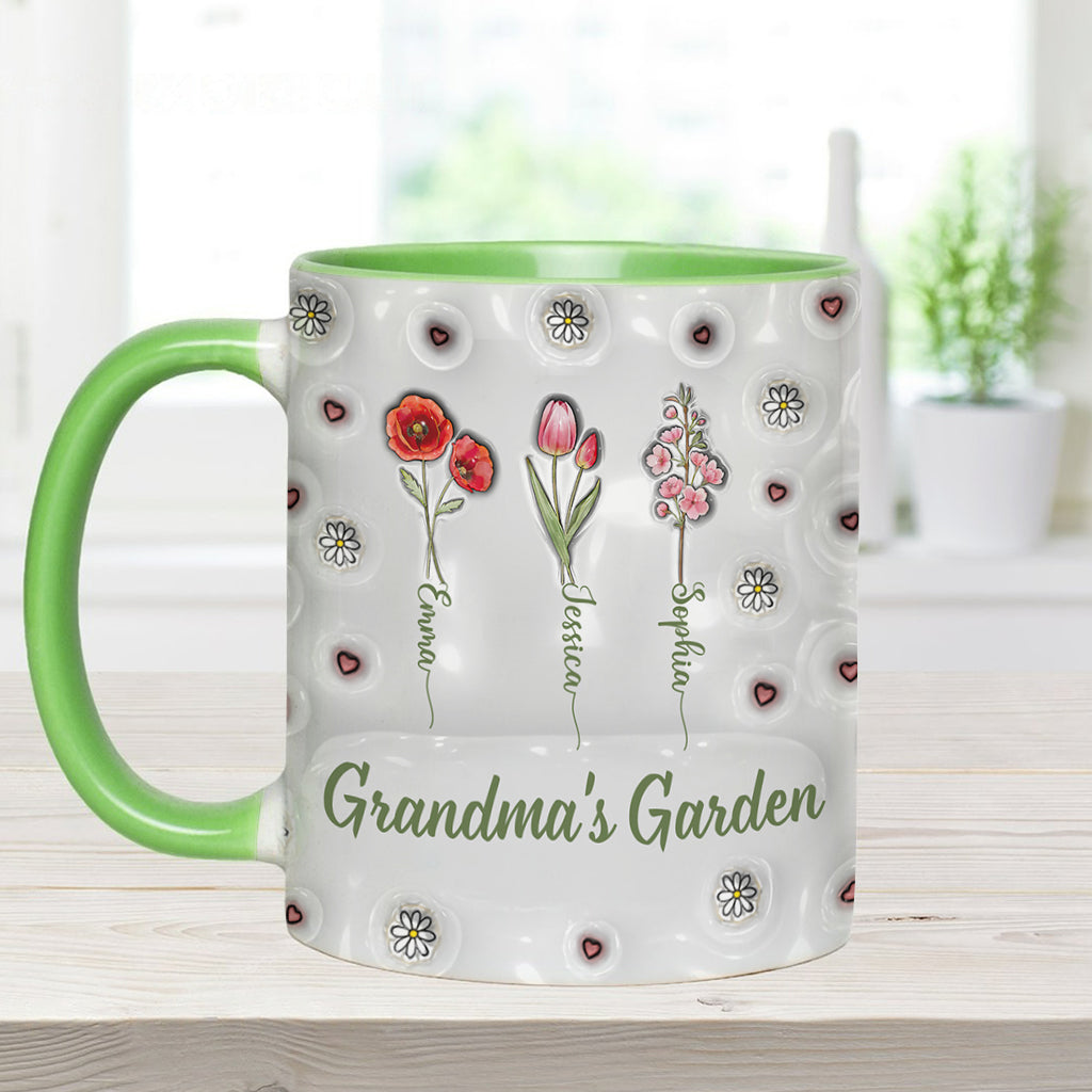 Geburtsmonatsblumen aus Omas Garten – Personalisierte Tasse mit Oma-Motiv
