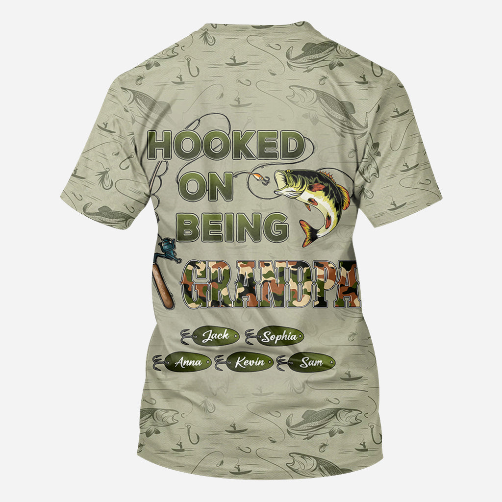 Hooked On Being Dad/ Grandpa... - Personalized Fishing All Over Shirt