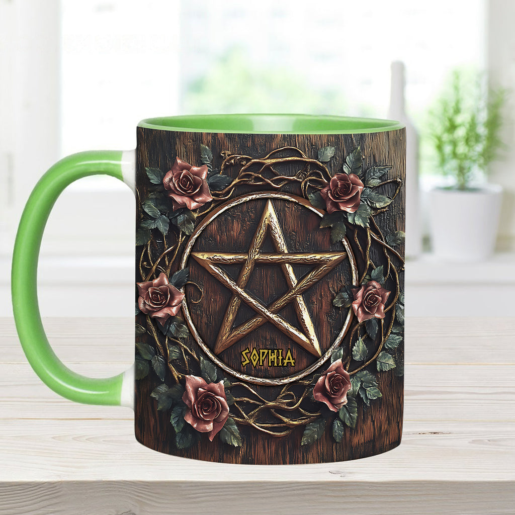 Wunderschönes Pentagramm – personalisierte Tasse mit Hexenmotiv