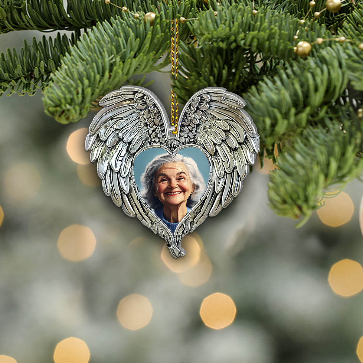 Ein Teil meines Herzens lebt im Himmel - Personalisierte Gedenk-Aluminium-Ornamentfigur (beidseitig bedruckt)