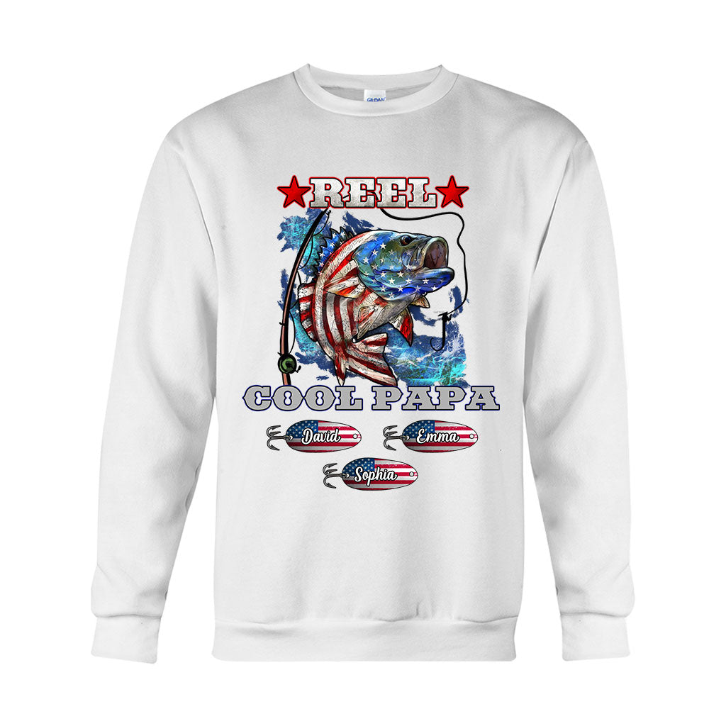 Reel Cool Papa Dad Uncle - Personalisiertes Angel-T-Shirt und Hoodie