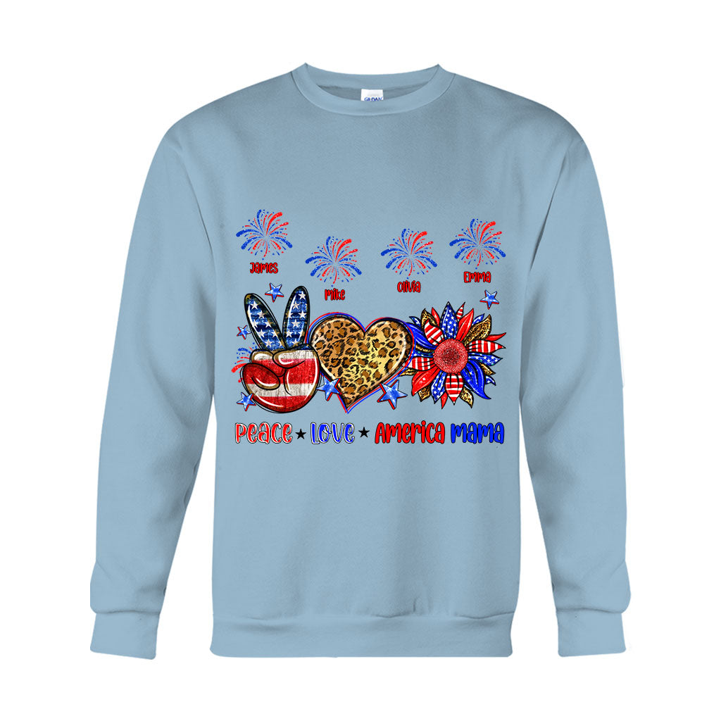 Frieden, Liebe, amerikanische Oma, Mama – personalisiertes Mutter-T-Shirt und Hoodie