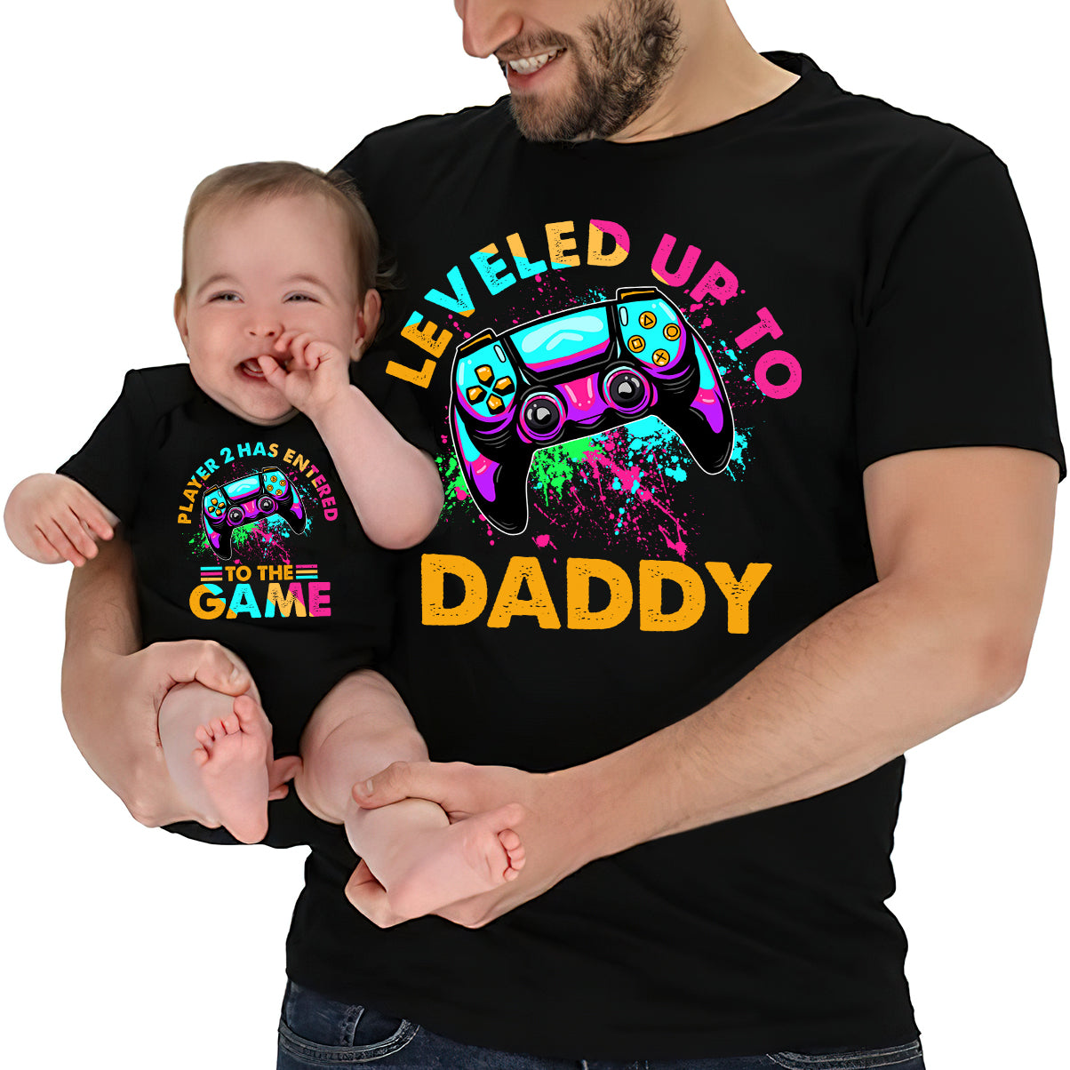 Werde zum Papa-Opa... - Personalisiertes Videospiel-T-Shirt und Babybody