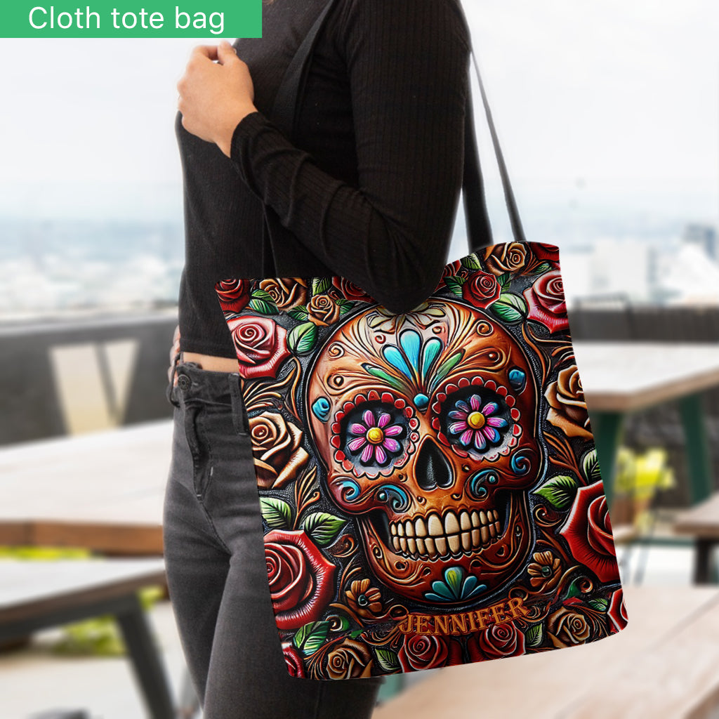 Rosen und Totenkopf – Personalisierte Totenkopf-Tragetasche