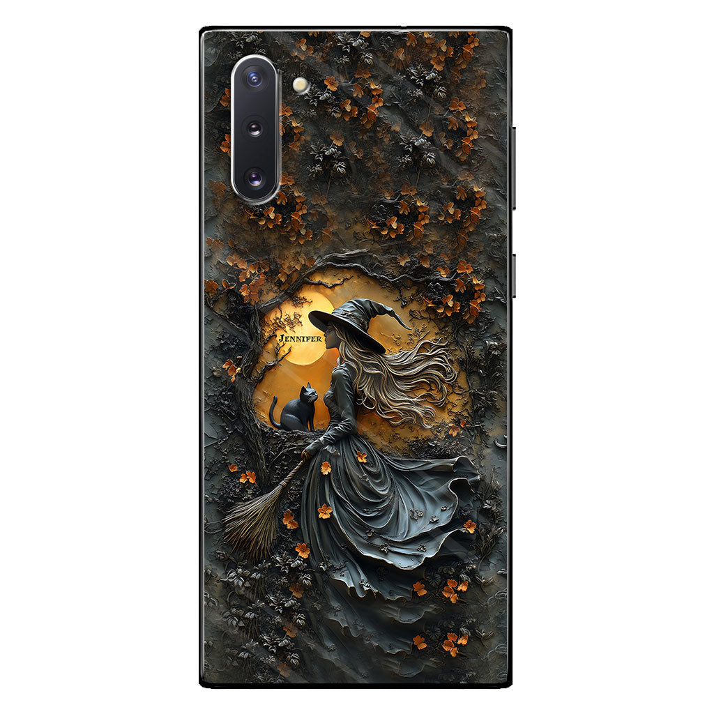 Wunderschöne Hexe & ihre schwarze Katze – personalisierte Hexen-Handyhülle