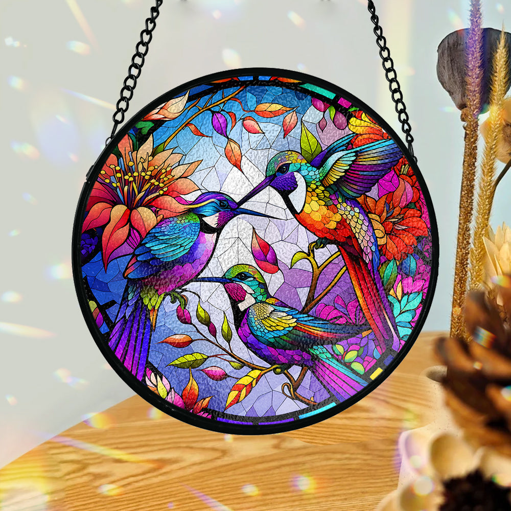 Love Hummingbirds - Personalized Hummingbird Stained Glass Suncatcher
