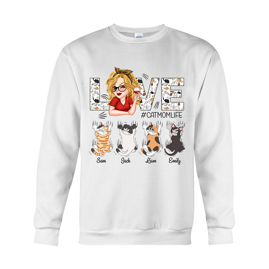 Liebe das Leben als Katzenmama – Personalisiertes Katzen-T-Shirt und Hoodie
