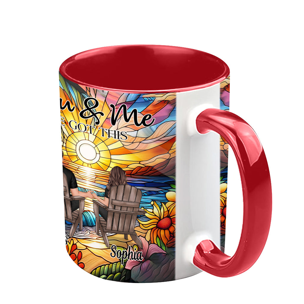 „Du und ich, wir schaffen das“ – personalisierte Tasse für Paare