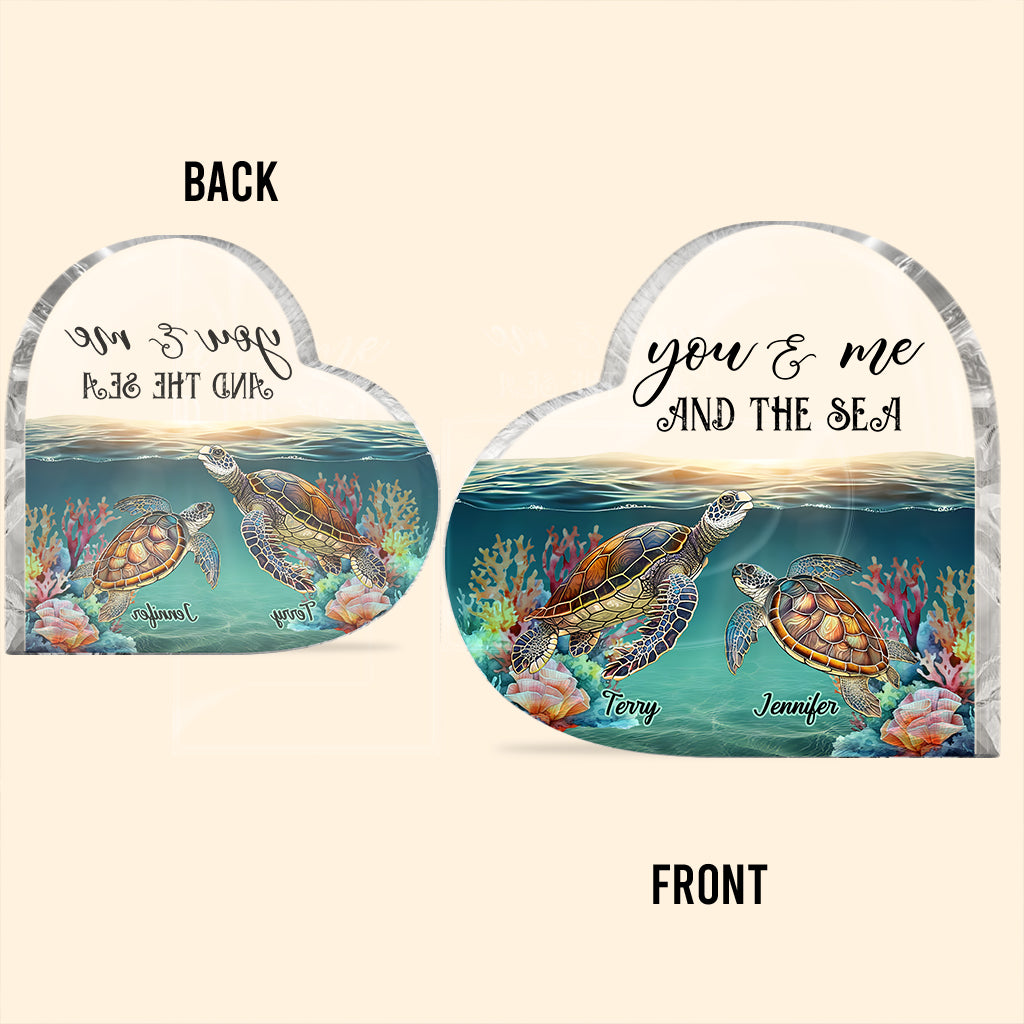 You & Me And The Sea - Personalized Turtle Custom Shaped Acrylic Plaque