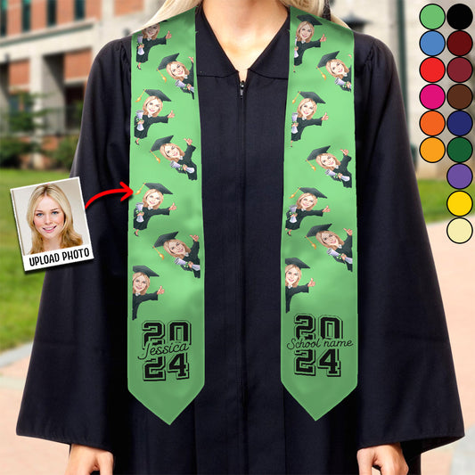 Caricature Funny Character - Personalized Graduation Graduation Stole