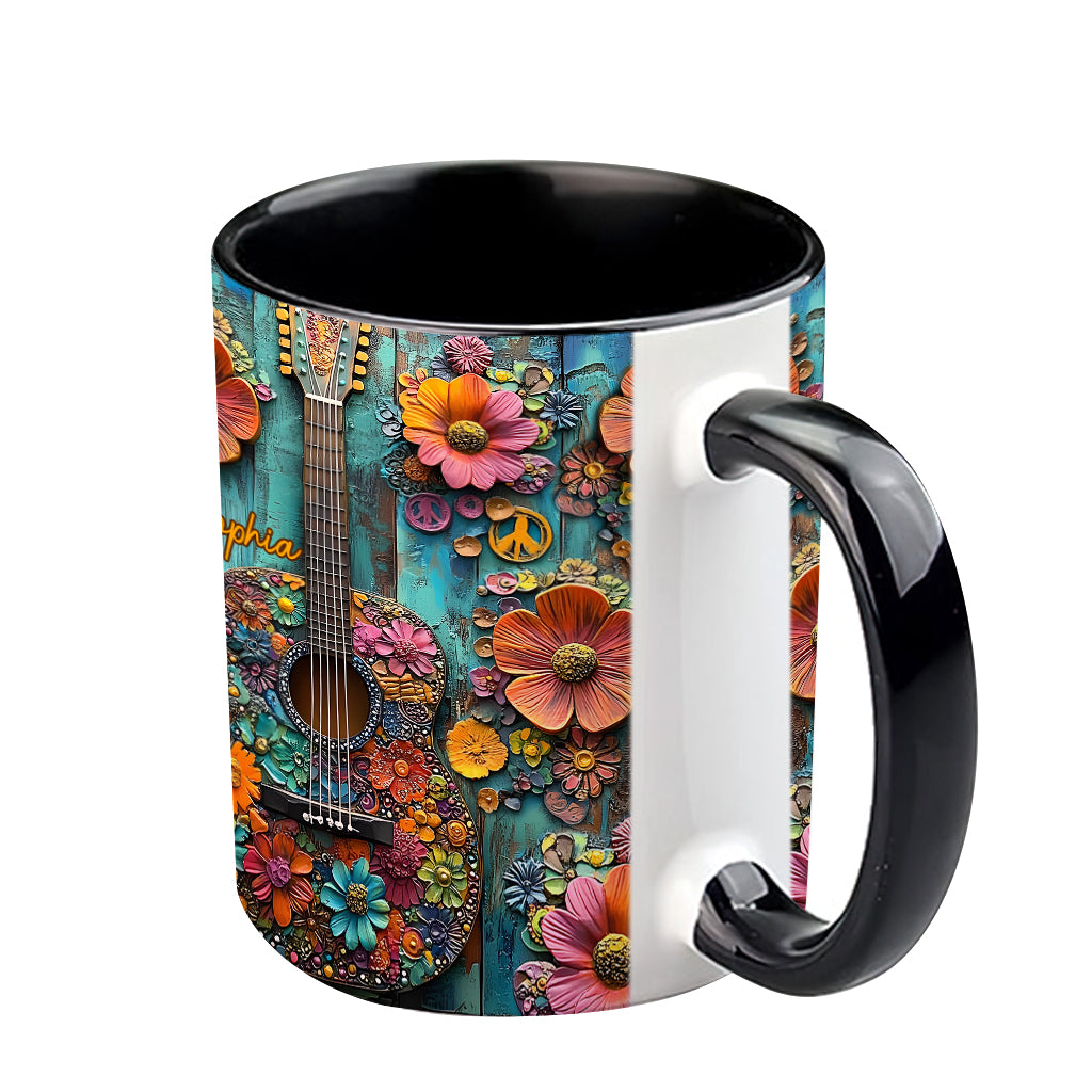 Vintage-Hippie-Gitarre – Personalisierter Hippie-Akzentbecher