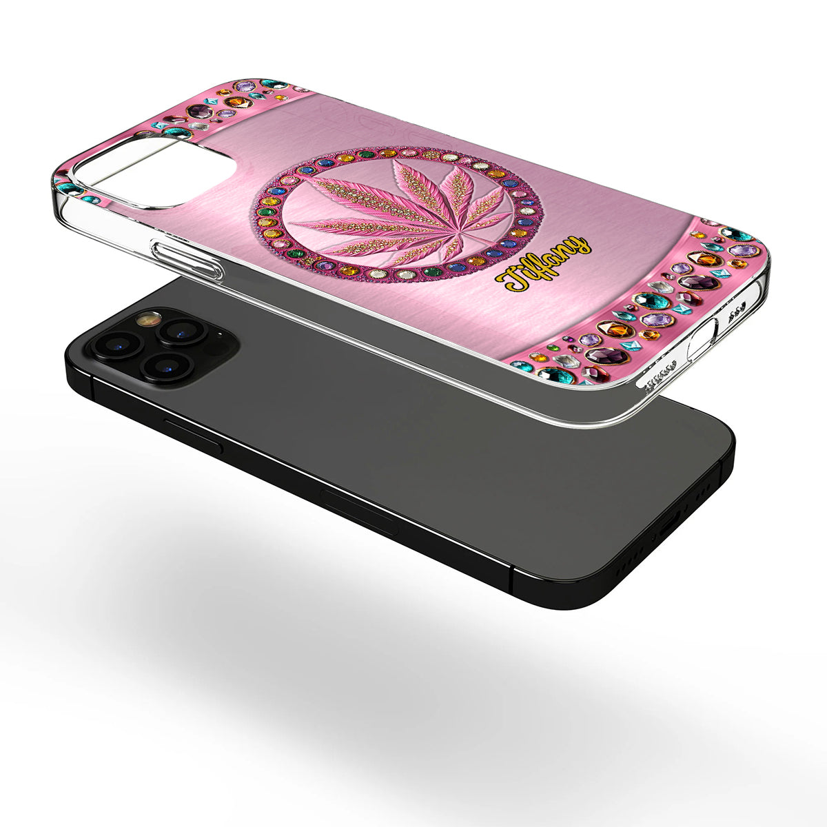 Stoner Chick – Personalisierte, durchsichtige Handyhülle mit Weed-Motiv