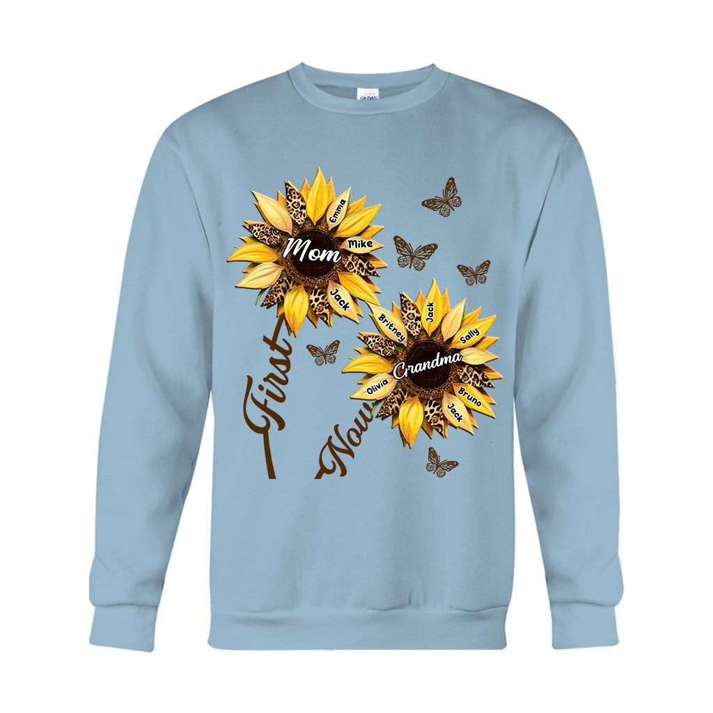 Erst Mama, jetzt Oma Sonnenblume – Personalisiertes Oma-T-Shirt und Hoodie