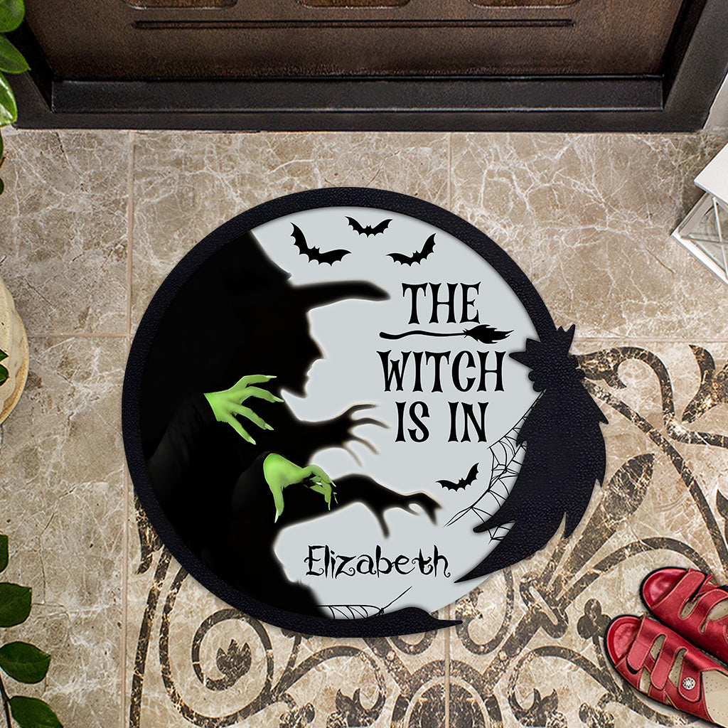 The Witch Is In - Personalized Witch Shaped Doormat