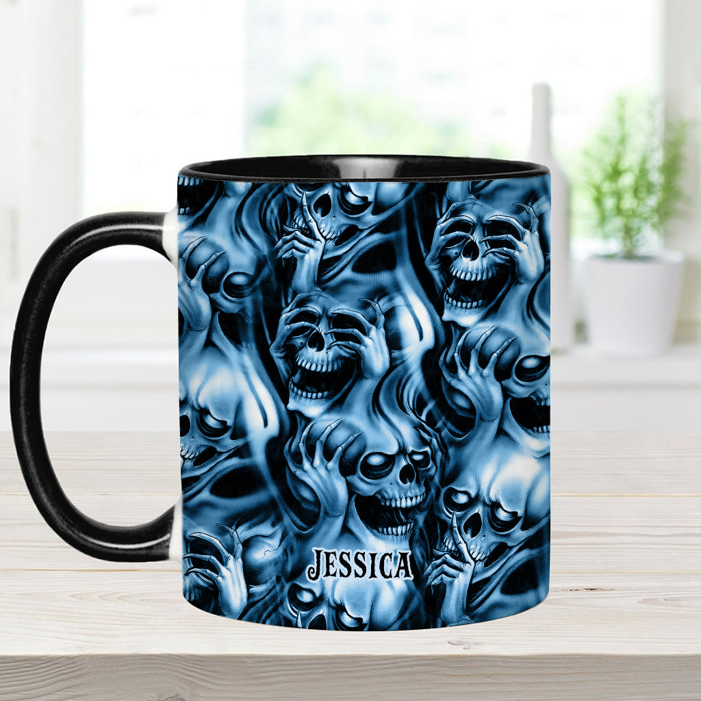 Nichts hören, nichts sagen, nichts sehen – personalisierte Tasse mit Totenkopf-Akzent