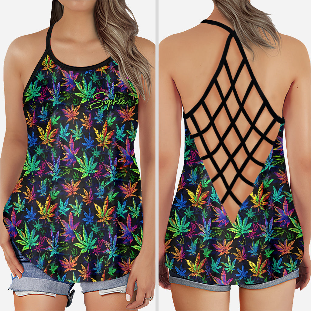Irgendwo ist es 420 – Buntes Marihuana-Tanktop mit personalisiertem Weed-Kreuz