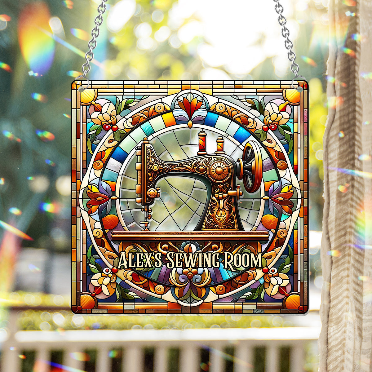 Mein Nähzimmer – Personalisierter Fensterhänger-Sonnenfänger als Schmuck 