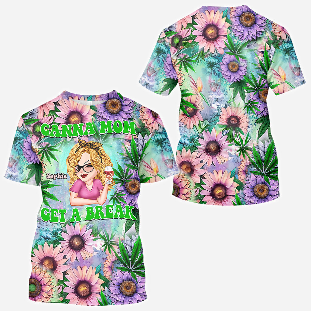 Cana Mom Get A Break - Personalisiertes Weed All Over Shirt