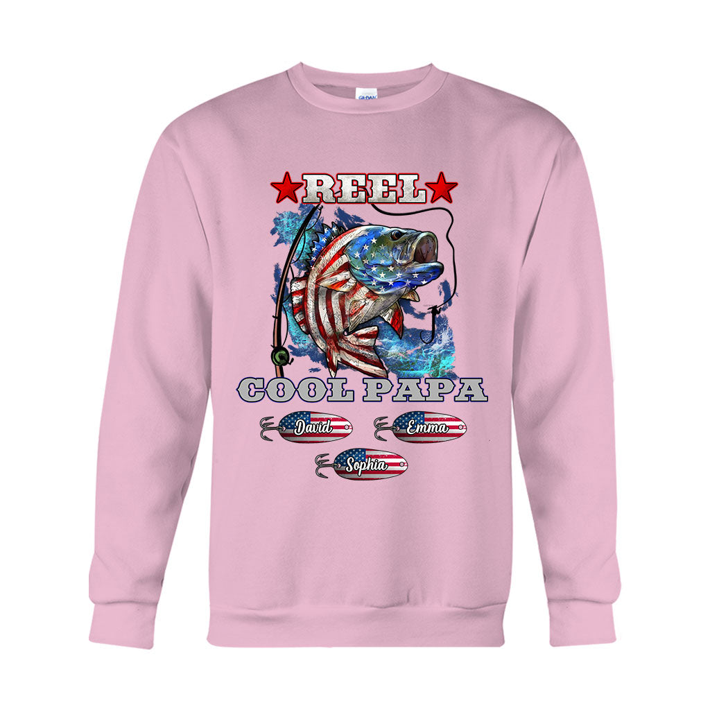 Reel Cool Papa Dad Uncle - Personalisiertes Angel-T-Shirt und Hoodie