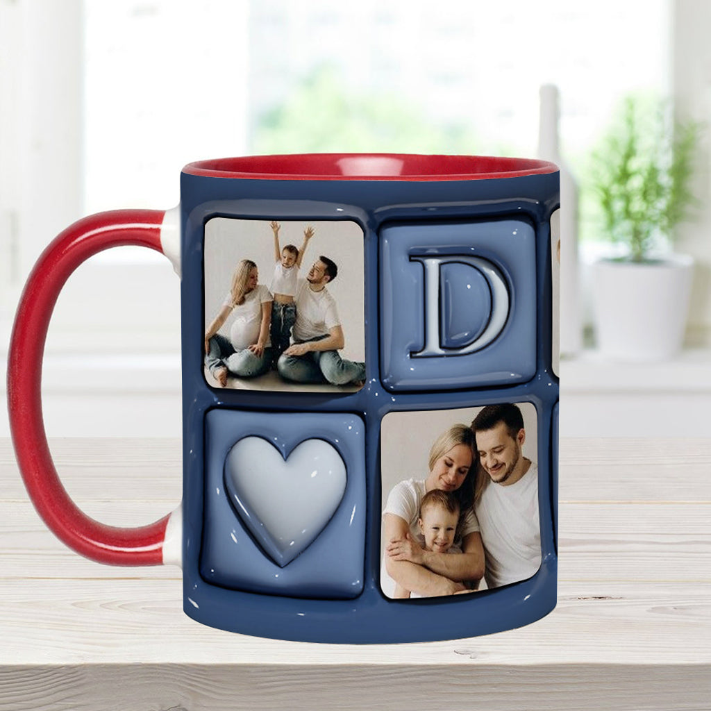 Upload Photo Father And Children - Personalized Father Accent Mug