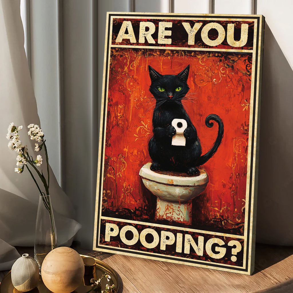 Machst du Pipi? - Leinwandbild und Poster mit schwarzer Katze