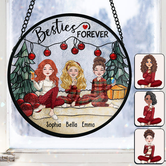 Schwestern für immer – Personalisierter Buntglas-Sonnenfänger „Beste Freundin“